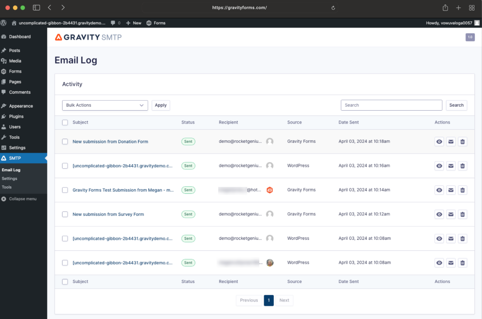 Screenshot of Gravity SMTP